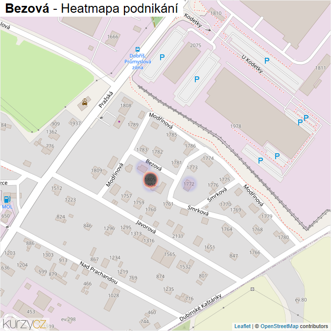 Mapa Bezová - Firmy v ulici.