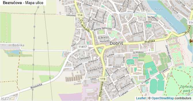 Bezručova - mapa ulice