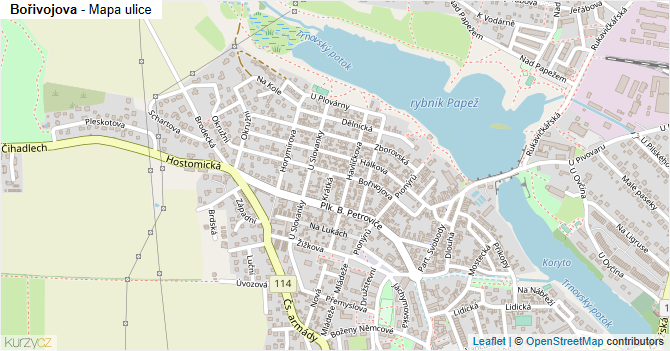 Bořivojova - mapa ulice