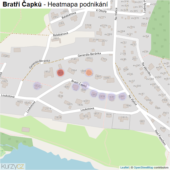 Mapa Bratří Čapků - Firmy v ulici.