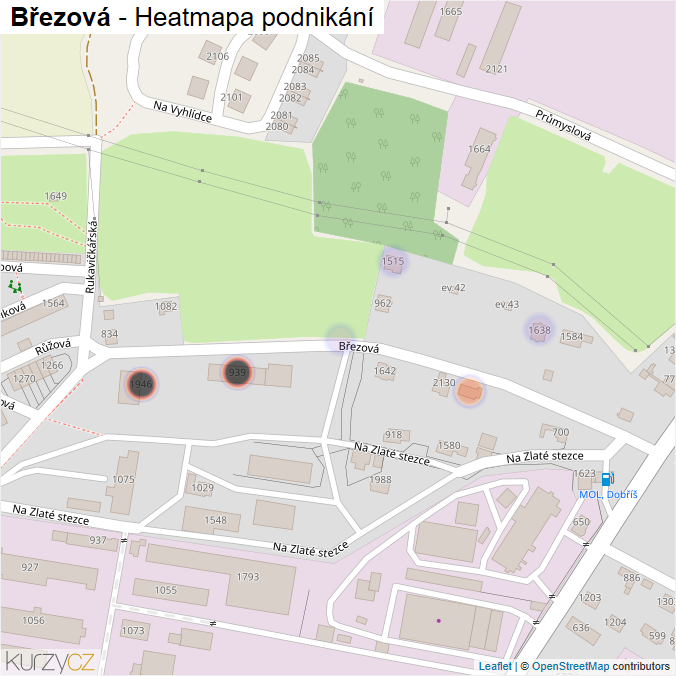Mapa Březová - Firmy v ulici.