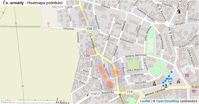 Čs. armády - mapa podnikání