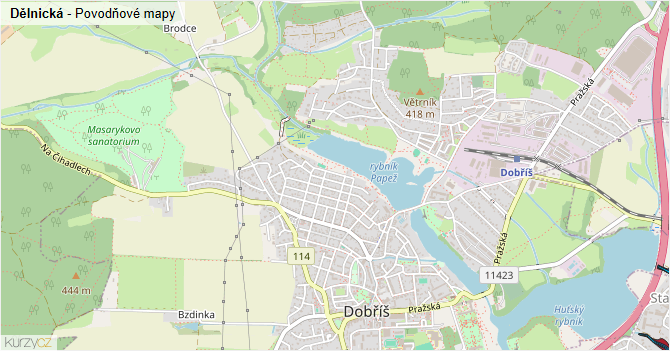 Dělnická - záplavové mapy stoleté vody