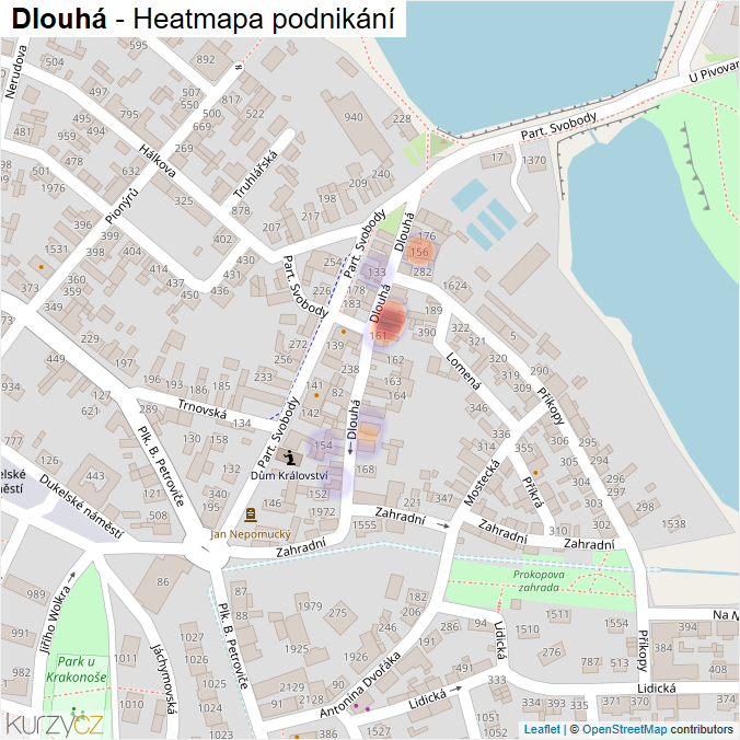 Mapa Dlouhá - Firmy v ulici.