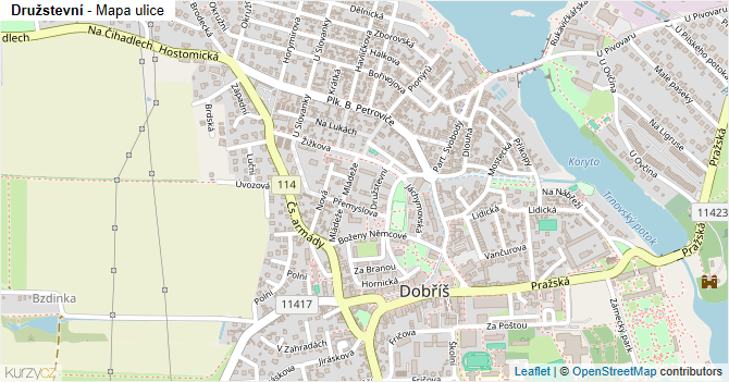 Družstevní - mapa ulice