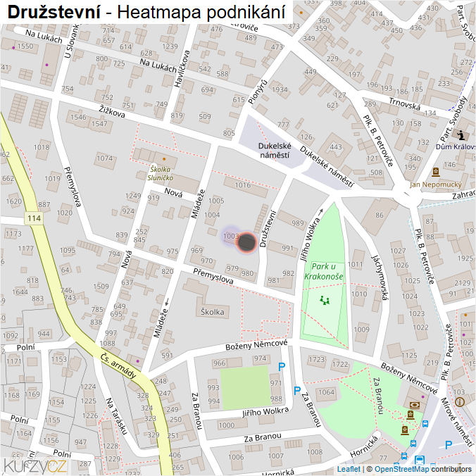 Mapa Družstevní - Firmy v ulici.