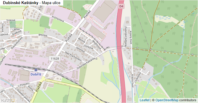 Dubinské Kaštánky - mapa ulice