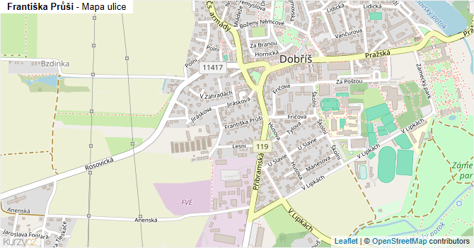 Františka Průši - mapa ulice