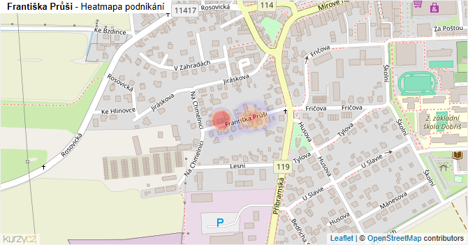 Františka Průši - mapa podnikání