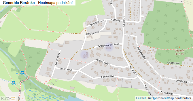 Generála Beránka - mapa podnikání