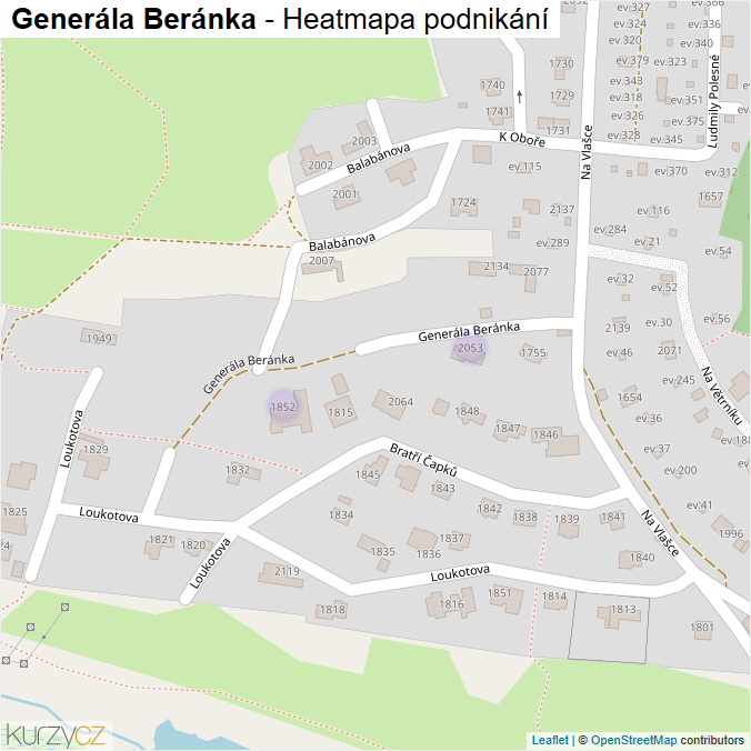 Mapa Generála Beránka - Firmy v ulici.