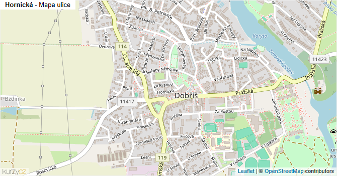 Hornická - mapa ulice