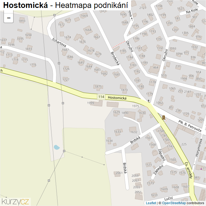 Mapa Hostomická - Firmy v ulici.
