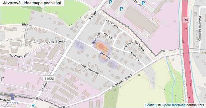 Javorová - mapa podnikání