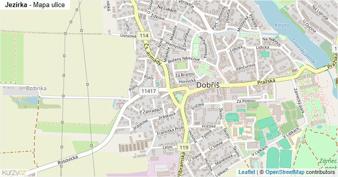 Jezírka - mapa ulice