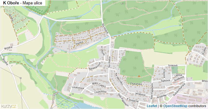 K Oboře - mapa ulice