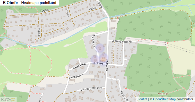 K Oboře - mapa podnikání