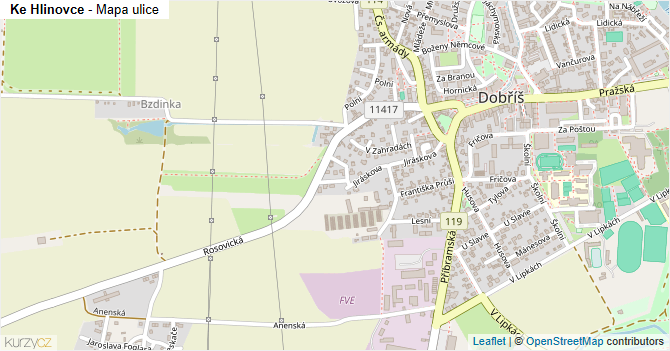 Ke Hlinovce - mapa ulice