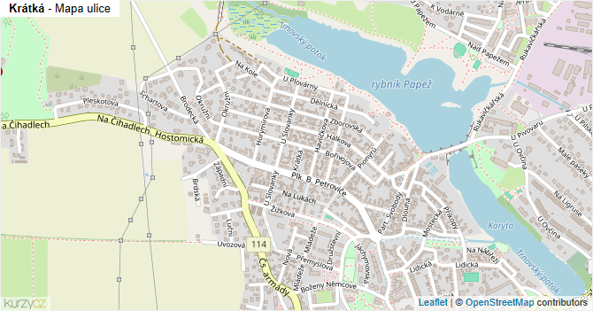 Krátká - mapa ulice