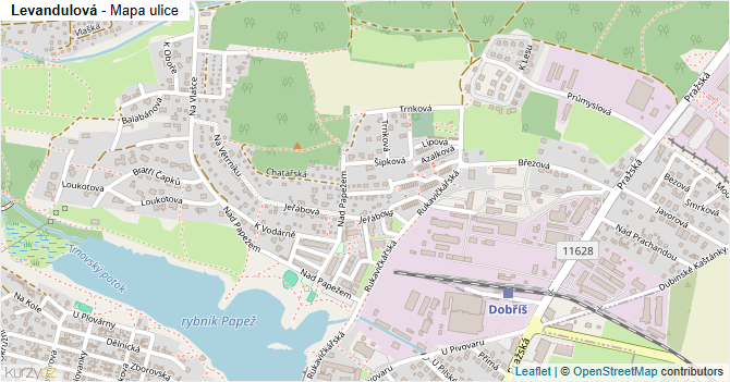 Levandulová - mapa ulice
