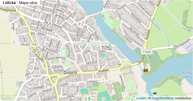 Lidická - mapa ulice