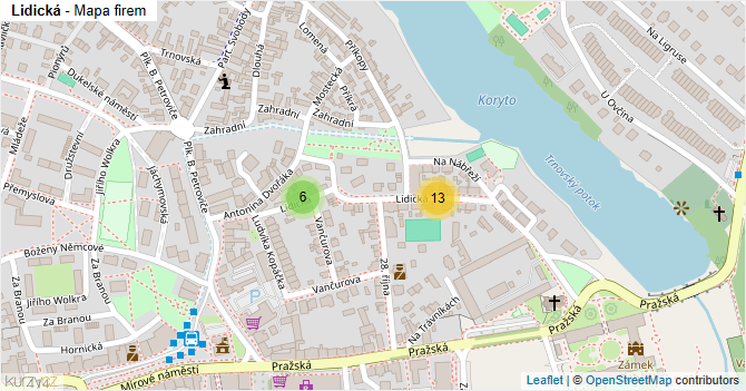 Lidická - mapa firem