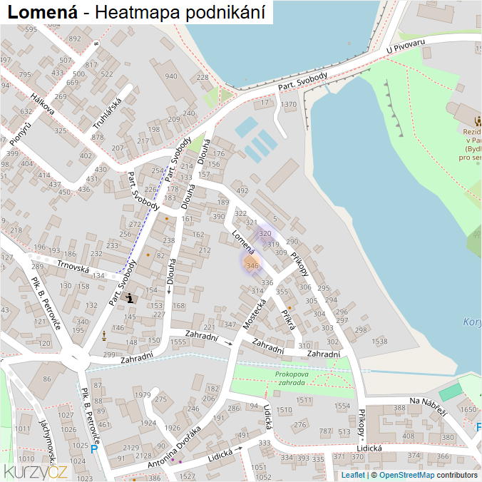 Mapa Lomená - Firmy v ulici.