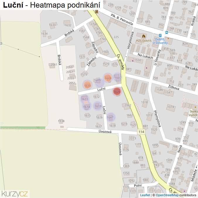 Mapa Luční - Firmy v ulici.