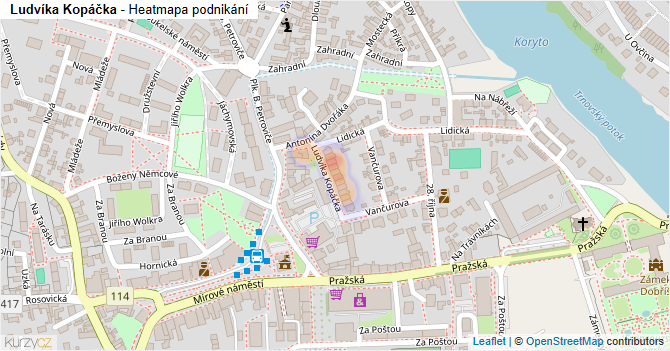 Ludvíka Kopáčka - mapa podnikání