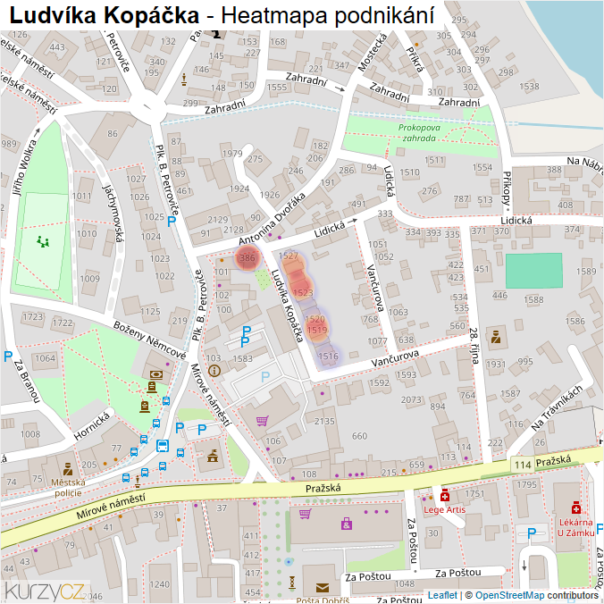 Mapa Ludvíka Kopáčka - Firmy v ulici.