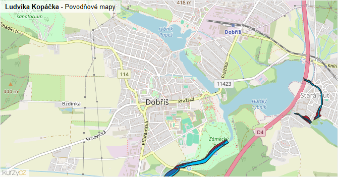 Ludvíka Kopáčka - záplavové mapy stoleté vody