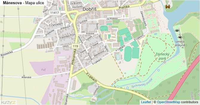 Mánesova - mapa ulice