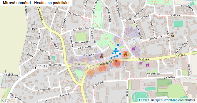Mírové náměstí - mapa podnikání