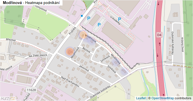 Modřínová - mapa podnikání