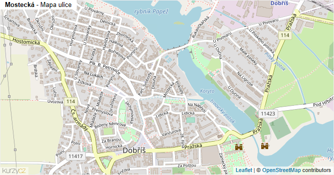 Mostecká - mapa ulice