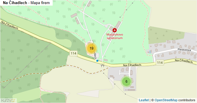 Na Čihadlech - mapa firem
