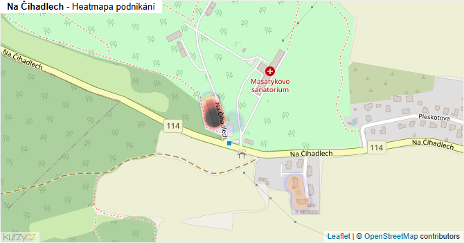 Na Čihadlech - mapa podnikání