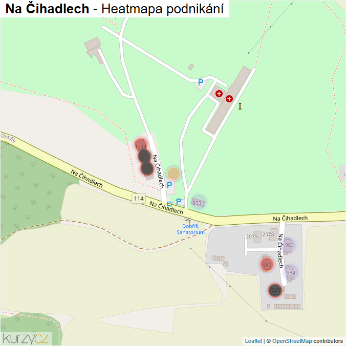 Mapa Na Čihadlech - Firmy v ulici.