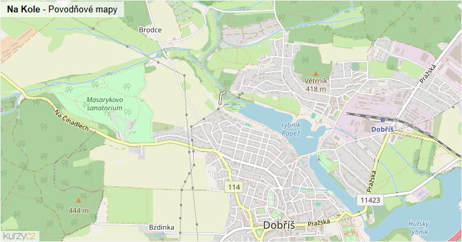 Na Kole - záplavové mapy stoleté vody