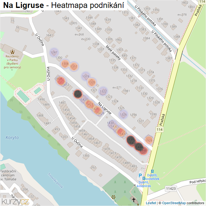 Mapa Na Ligruse - Firmy v ulici.