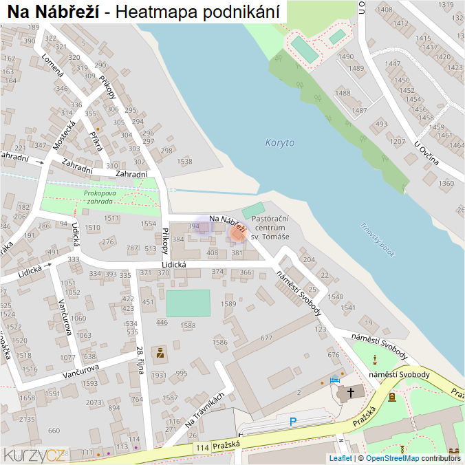 Mapa Na Nábřeží - Firmy v ulici.