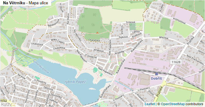 Na Větrníku - mapa ulice