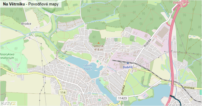 Na Větrníku - záplavové mapy stoleté vody
