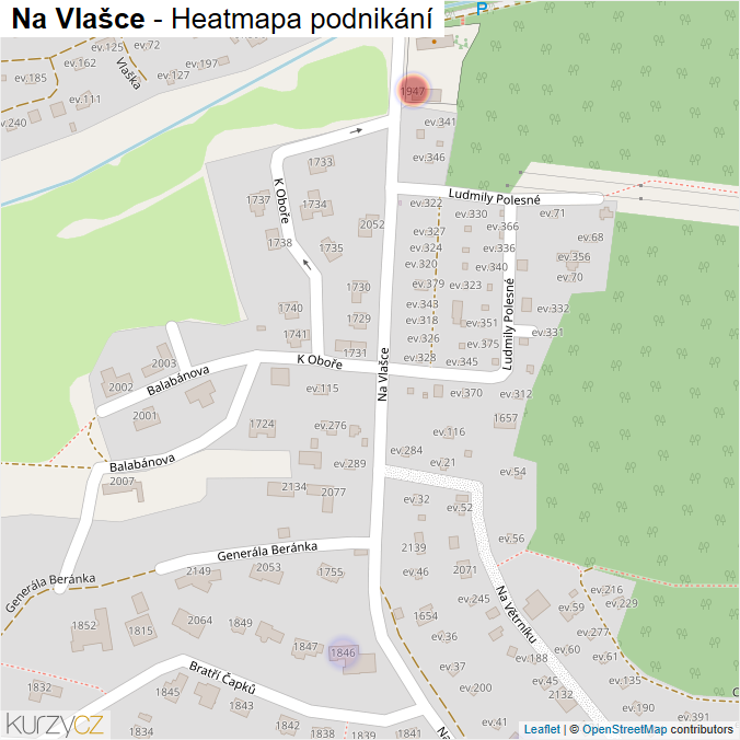 Mapa Na Vlašce - Firmy v ulici.