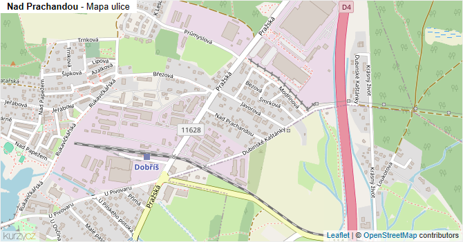 Nad Prachandou - mapa ulice