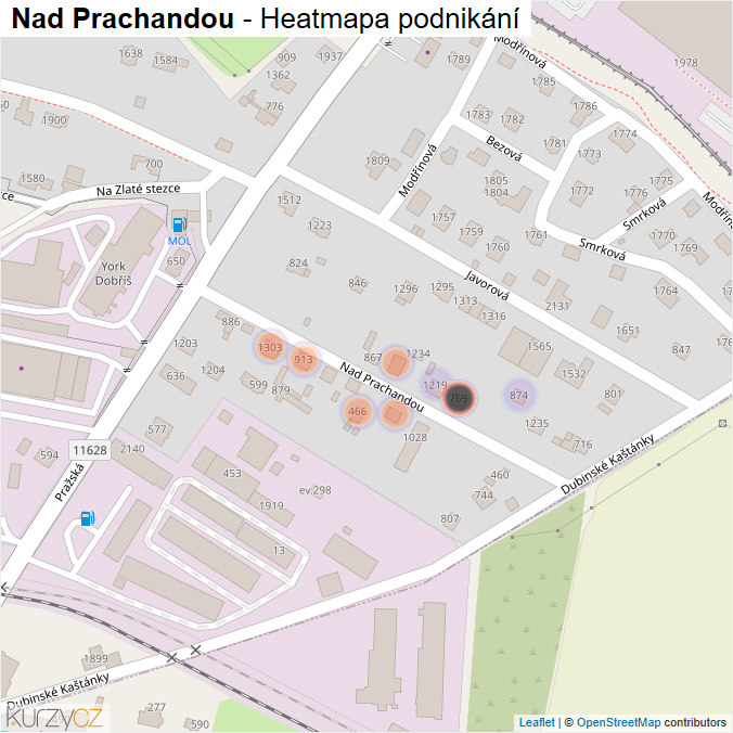 Mapa Nad Prachandou - Firmy v ulici.