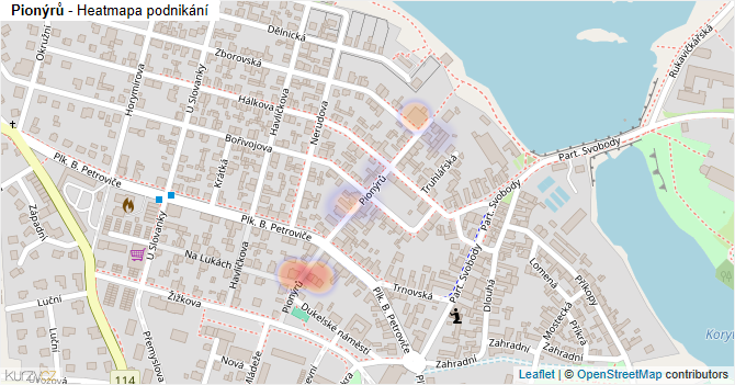 Pionýrů - mapa podnikání