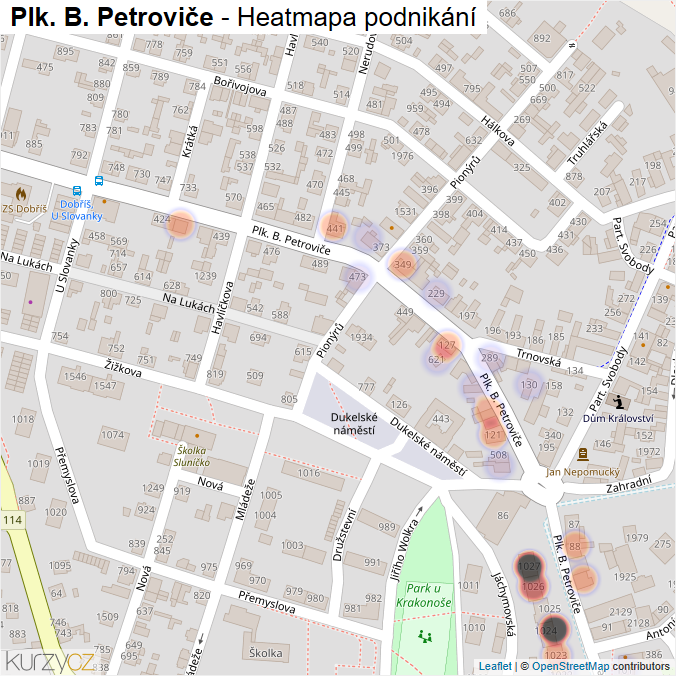 Mapa Plk. B. Petroviče - Firmy v ulici.