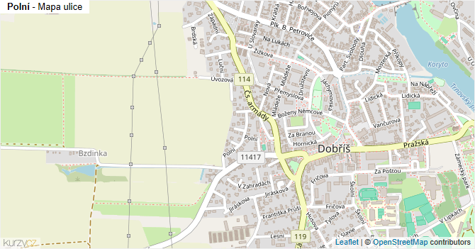 Polní - mapa ulice