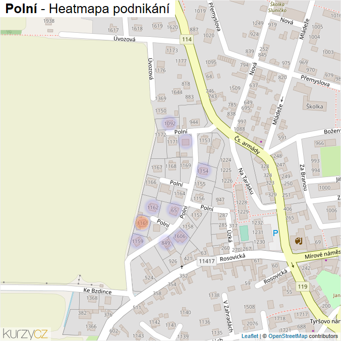 Mapa Polní - Firmy v ulici.